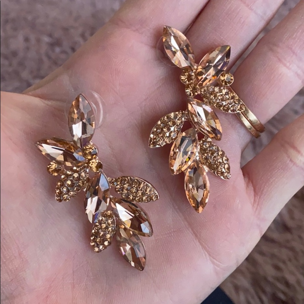 SOLD Rose Gold Gem Stone Earrings - Picture 10 of 11